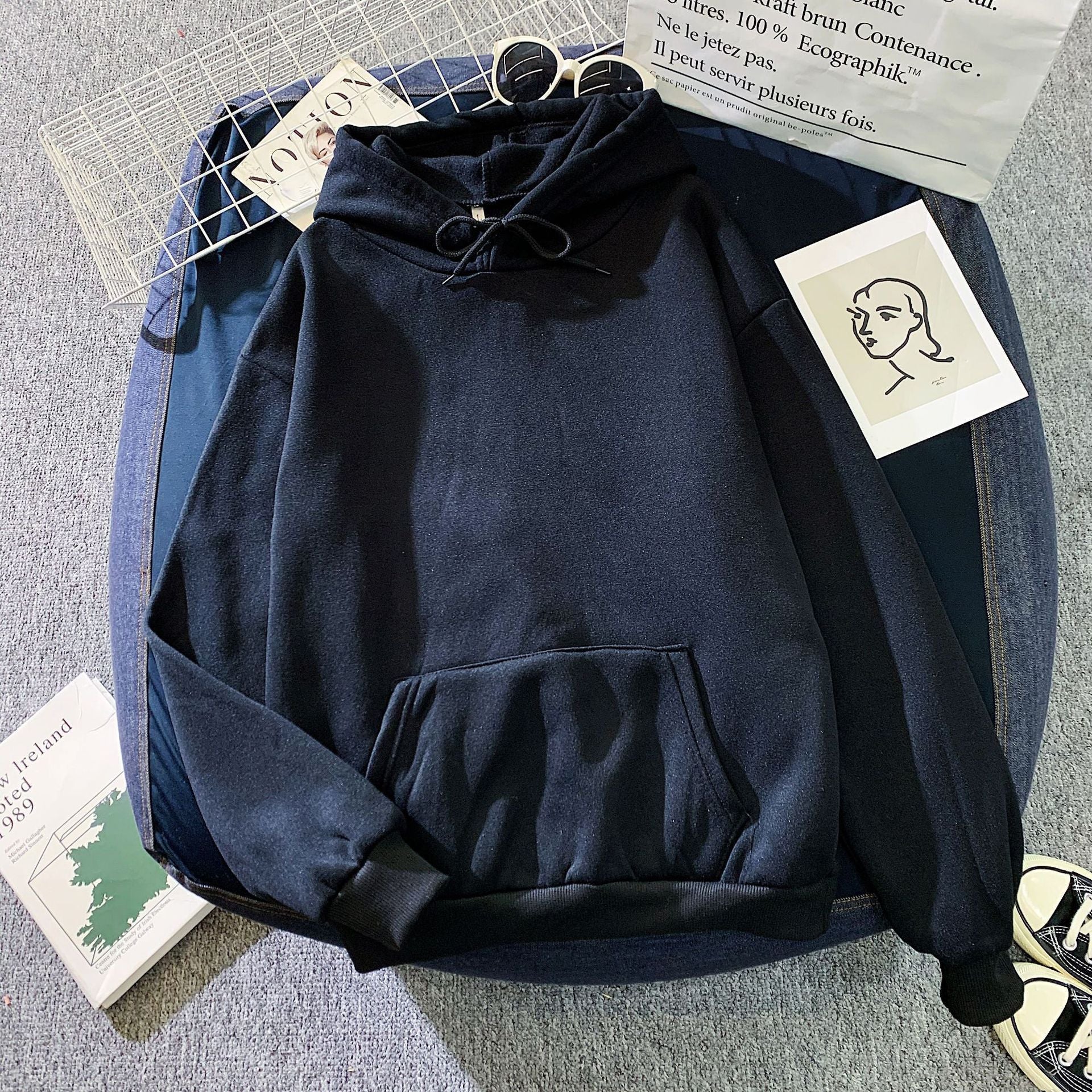 Solid Color Loose Hoodie
