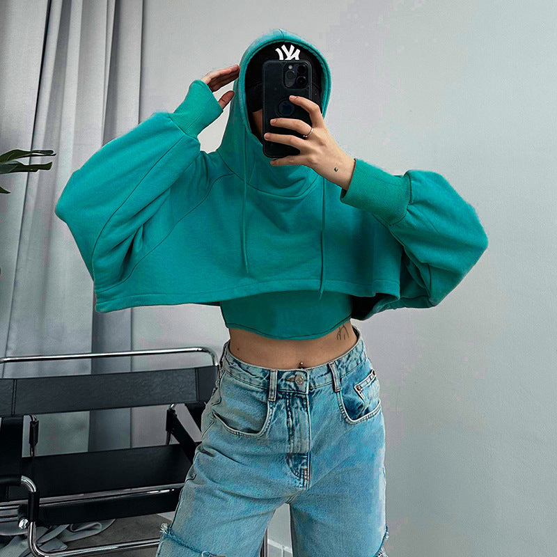 Cropped Cotton Hoodie