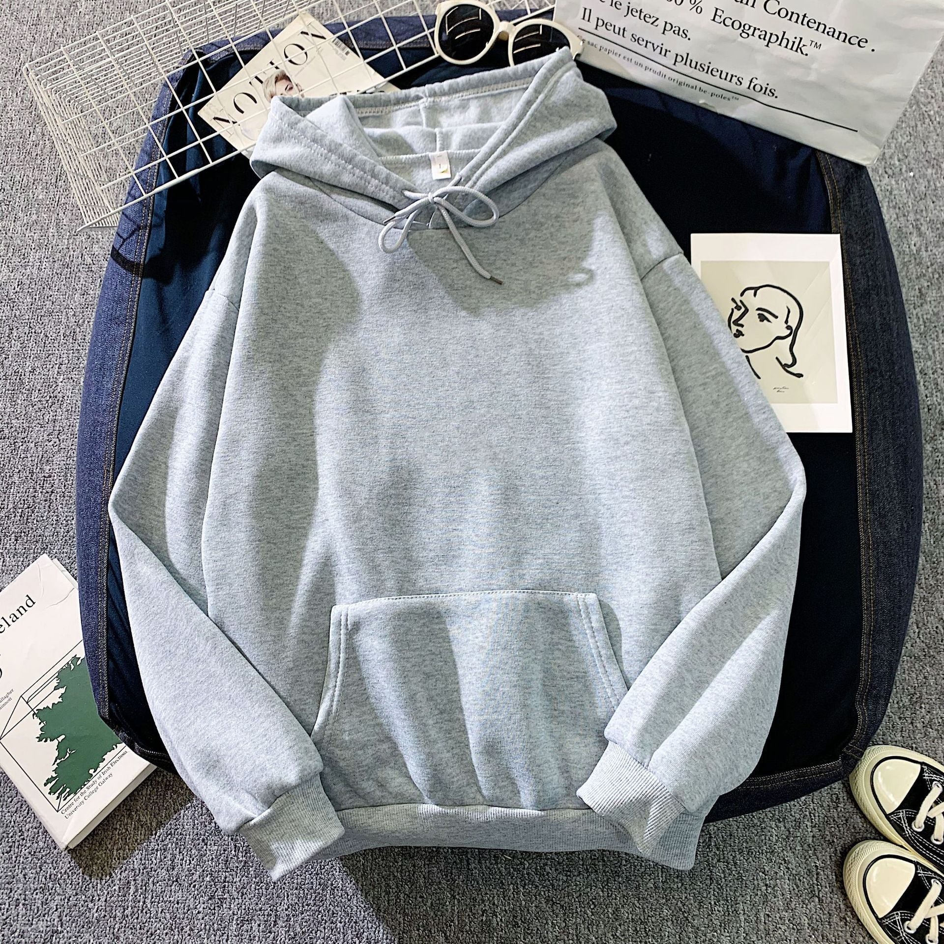 Solid Color Loose Hoodie