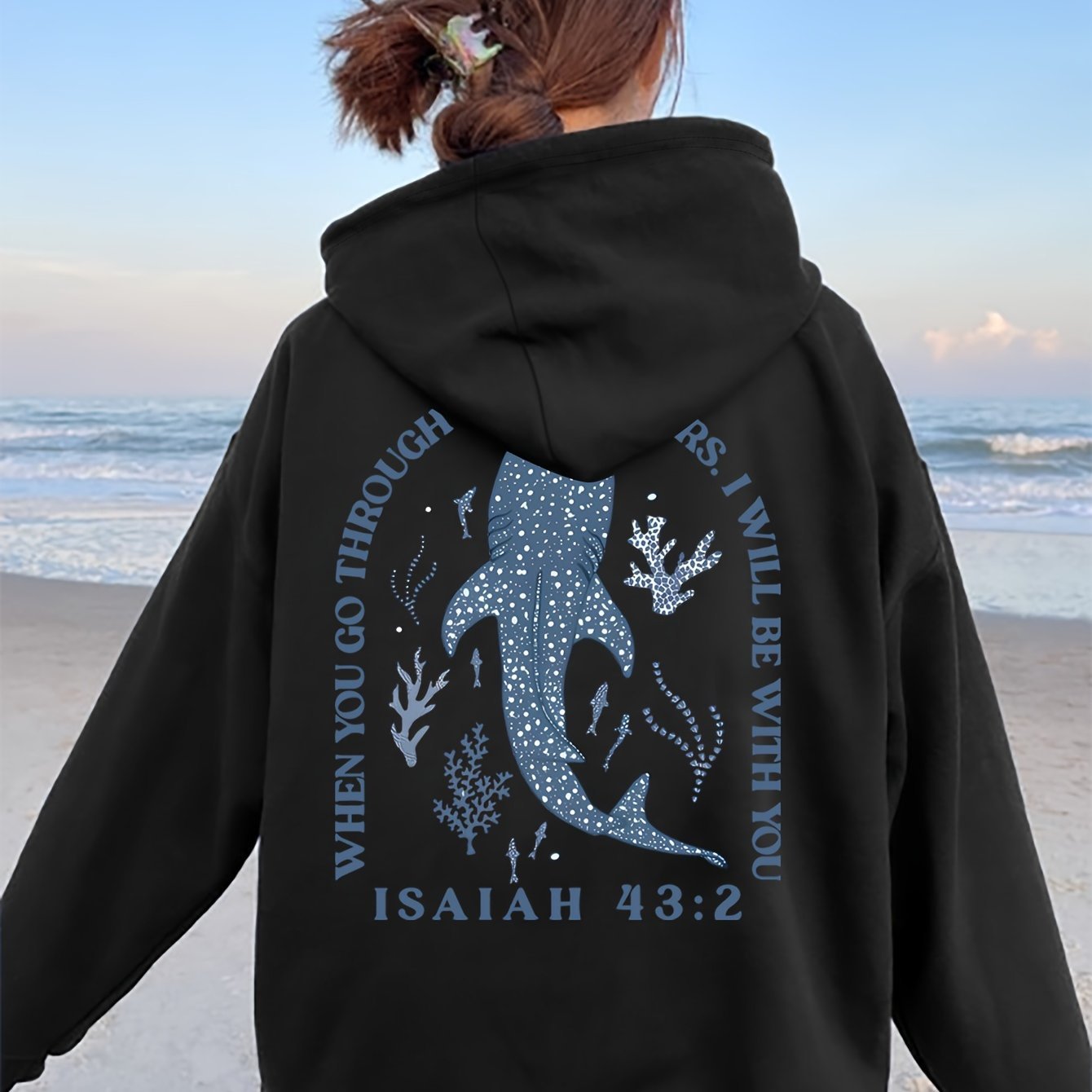 Scripture Whale Printed Hoodie
