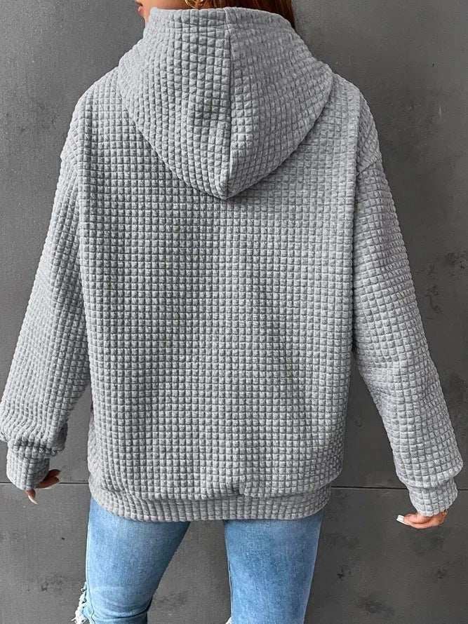 Solid Plaid Design Hoodie